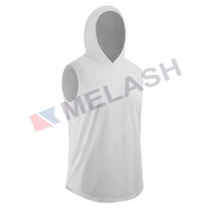 Men Fitness Sleeveless Hoodie Gym Hooded Sweatshirts White