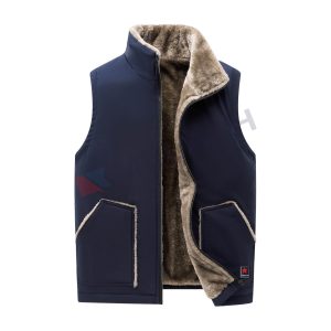 Men's Sleeveless V-Neck Short Vest Solid Color Comfy Fleece Vest Pocket Hood
