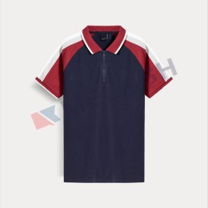 Custom unisex contrast color block Polo Shirt