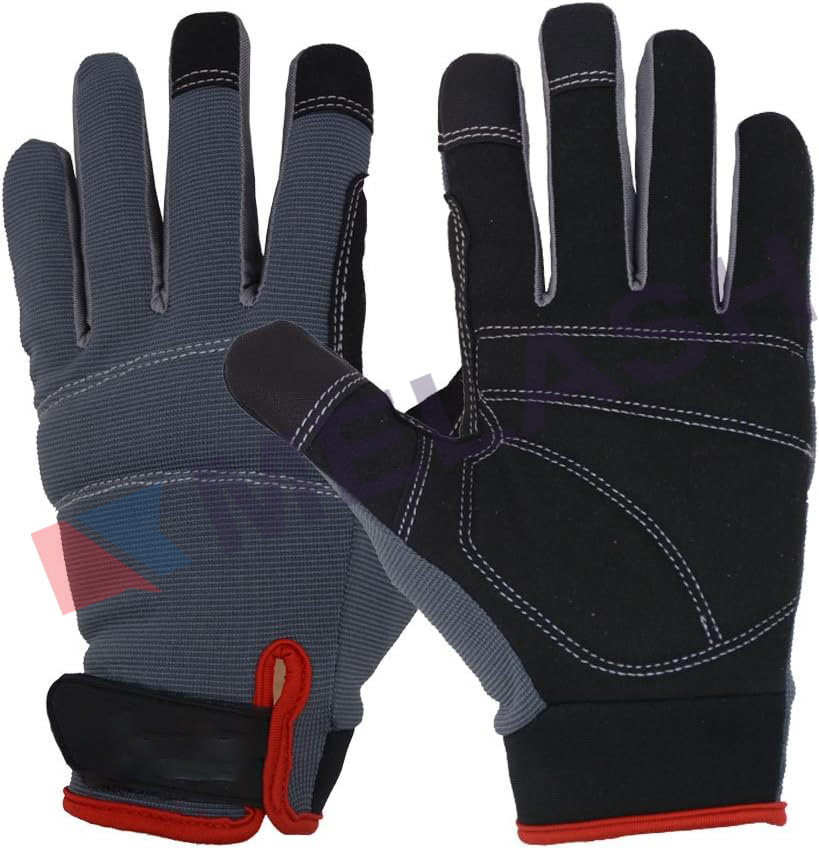 Mens Work Gloves Touch screen, Synthetic Leather Utility Gloves, Flexible Breathable Fit- Padded Knuckles & Palm (Large)