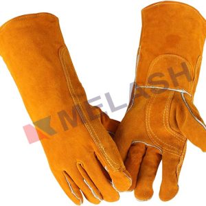 Leather Welding Gloves, Hand Protection, Heat/Fire Resistant, Gauntlet Cuff, Animal Handling Glove