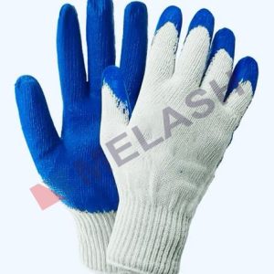 Working Gloves Cotton/Poly With Blue Latex Rubber Palm Coated.