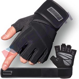 Workout Gloves for Men - Gym Weight Lifting Gloves with Wrist Wrap Support, Full Palm Protection & Extra Grips for Weightlifting, Exercise, Cross Training, Fitness, Pull-up