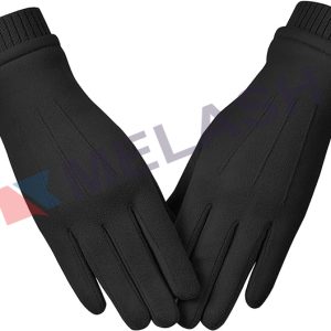 Womens Winter Suede Gloves With Touch Screen Texting Finger Wool Lined Windproof Warm Fashion Dress Gloves