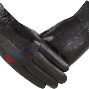 Leather Gloves Men's Fleece Warm Winter Windproof Riding Driving Gloves