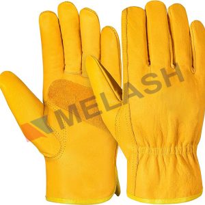 Leather work gloves Pack of 3 Pairs Warehouse Gardening Construction Gloves for Men Women Cowhide Working Gloves
