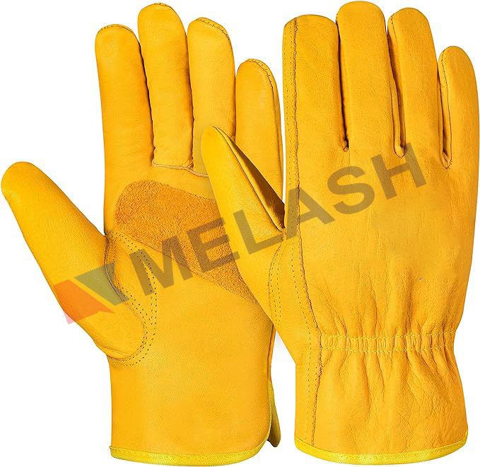 Leather work gloves Pack of 3 Pairs Warehouse Gardening Construction Gloves for Men Women Cowhide Working Gloves