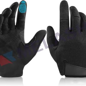 Full Finger Weight Lifting Gym Gloves with Anti-Slip Leather Palm for Workout Exercise Training Fitness and Bodybuilding for Men & Women