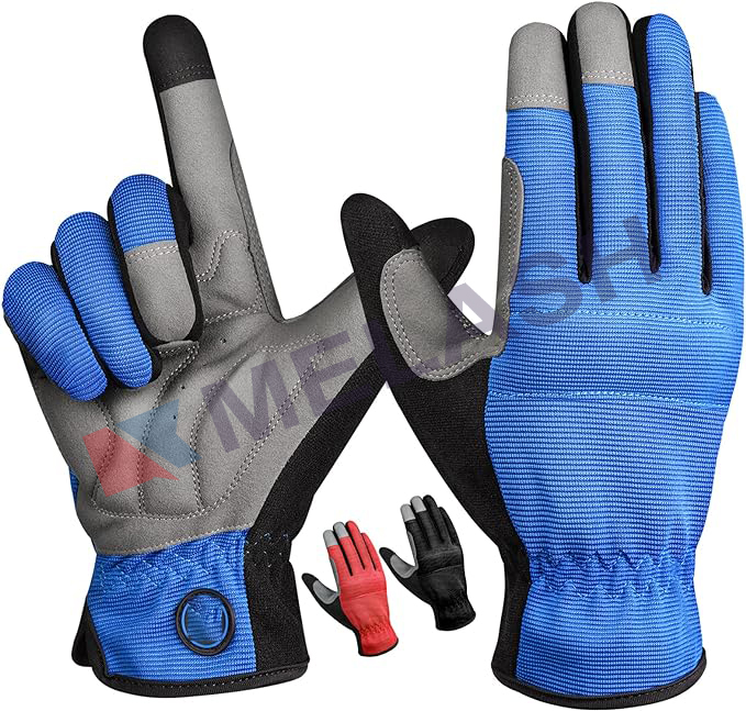 Work Gloves Garden Gloves for Men/Women-Touchscreen Yard Gloves Construction Synthetic Leather Utility Gloves-3 PAIRS